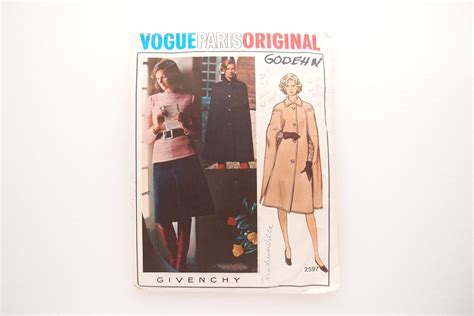 vtg Vogue 2597 Givenchy Paris Original Sewing Pattern Cape 